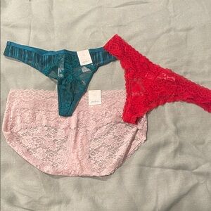 Auden Teal, Red, and Pink Lace Lingerie Set